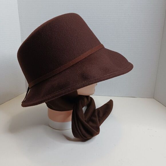 Vintage  Women's Brown 100% Pillbox Wool Hat - Picture 1 of 12